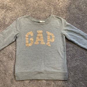 Grey sweatshirt with glitter letters